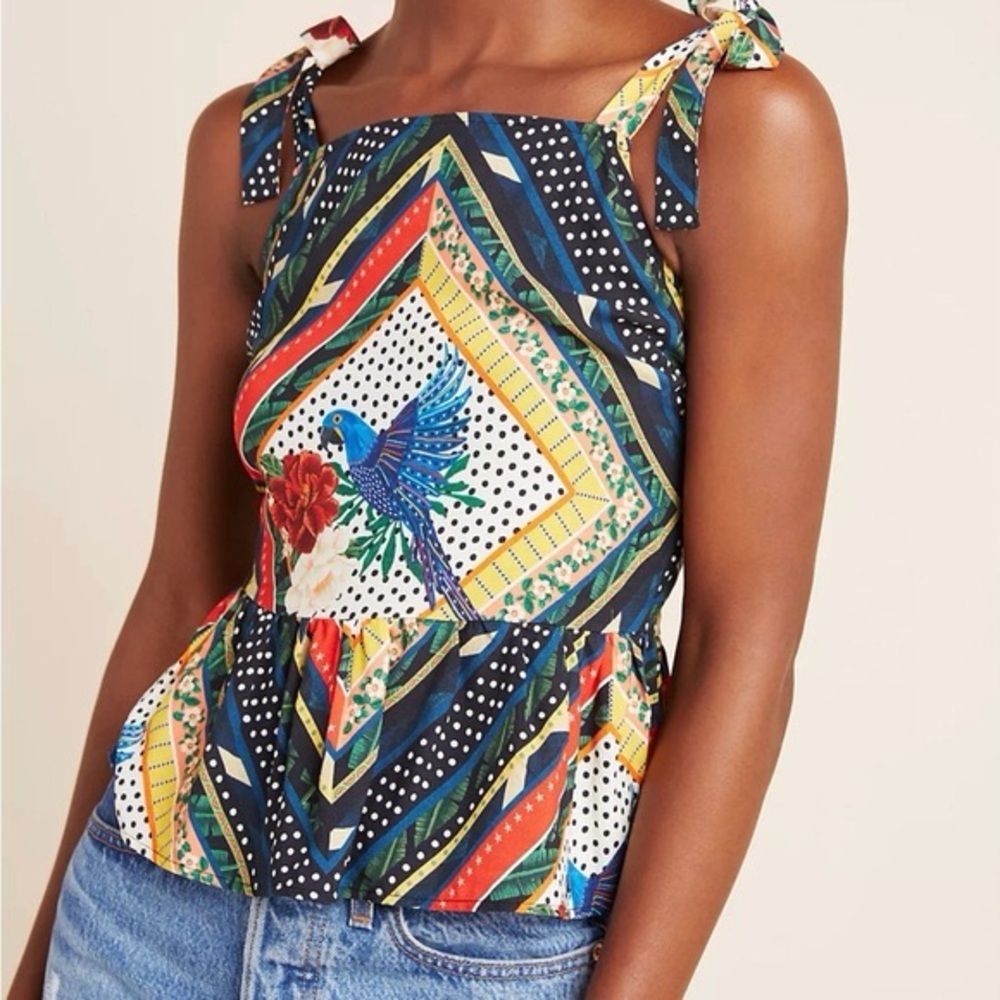 Farm Rio for Anthropologie Carmen Peplum Blouse
